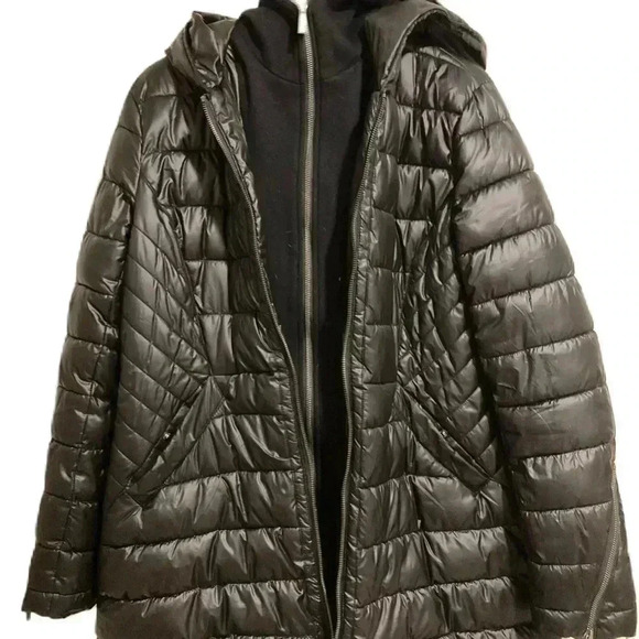 French Connectin Men’s Coat attached Hooded Zip in bibby shell black Sz. Large - Picture 3 of 8